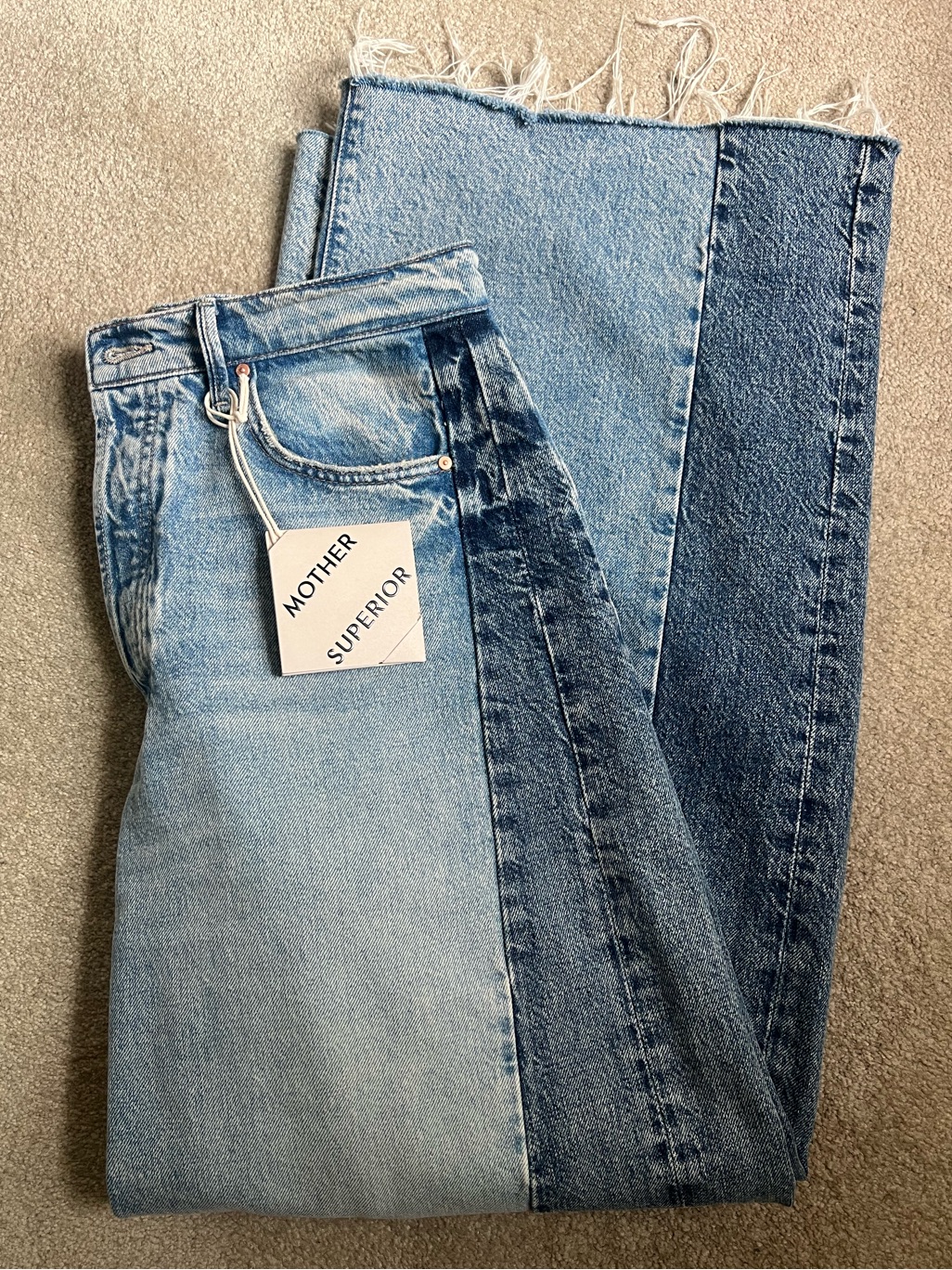 Nwt Mother Pipe Dream Button Sneak Fray Jeans In Blinded By The Dark